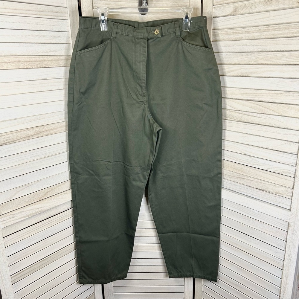 Carolina Blues Women’s Olive Green High Waisted Cropped Trouser Pants Y2K 16P